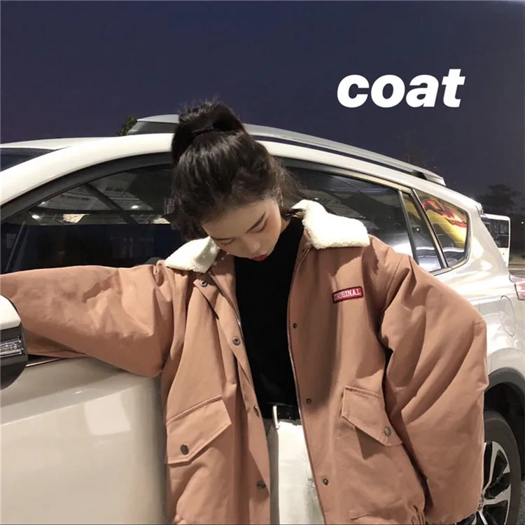 

Manya Autumn And Winter New Style Korean-style Thick Corduroy Loose-Fit Versatile Workwear Cotton Coat (Send Two Fur Collar) Wom