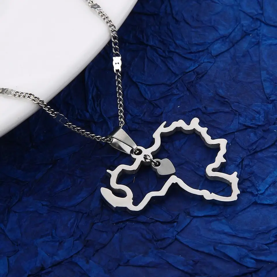 Venezuela Map Pendant Necklace - Stainless Steel Silver Jewelry, 24K Gold Plated, Nickel & Lead Free, Gift For Travel Lovers