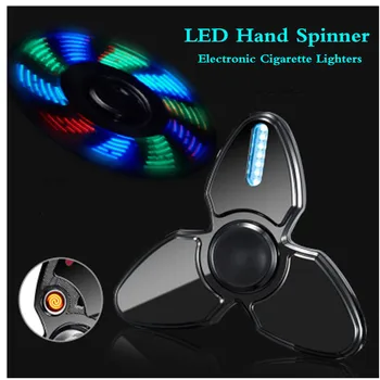 

LED Hand Spinner Electronic Cigarette Lighters Flameless USB Electric Charging Plasma Lighter Fidget Spinner Finger Windproof