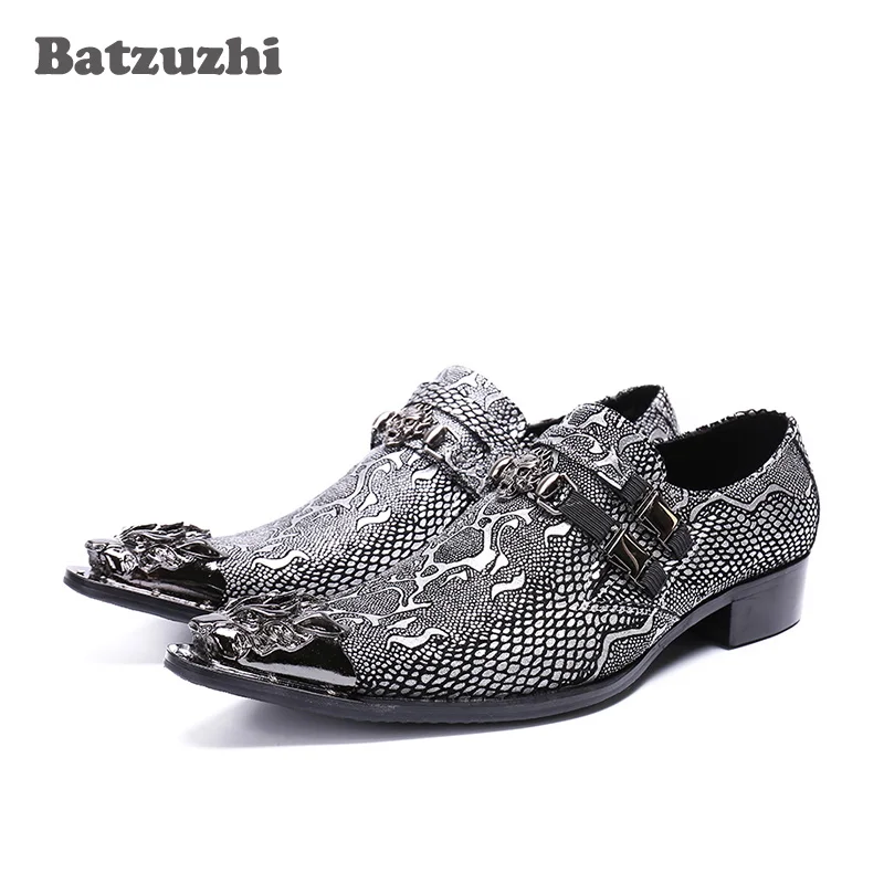 

Batzuzhi 2020 New Handmade Men Shoes Pointed Metal Toe Genuine Leather Men Shoes Flat Oxfords Zapatos Hombre, Size US6-12