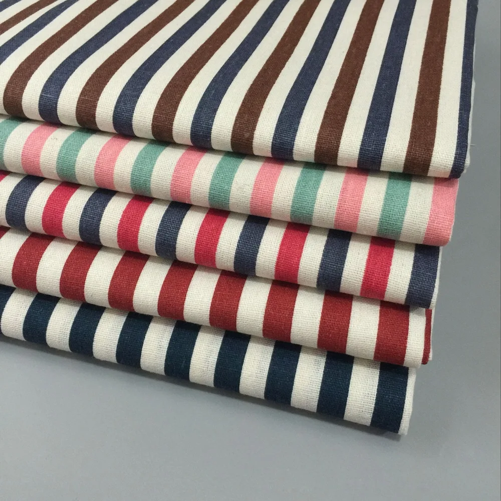 

Vertical Stripe Cotton Linen Fabric Canvas Linen Cotton Fabric Manually Sewn Qui-stitched Quilted Tablecloth Pillow Material