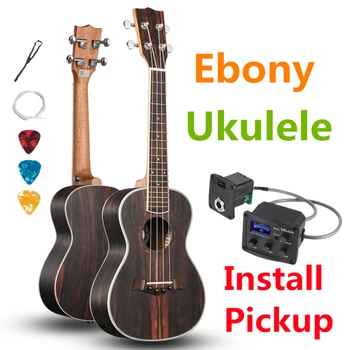 

Ukulele 23 26 Inches Concert Ebony Mini Electric Acoustic Guitar 4 Strings Ukelele Guitarra Install Pickup Stringed Instrument