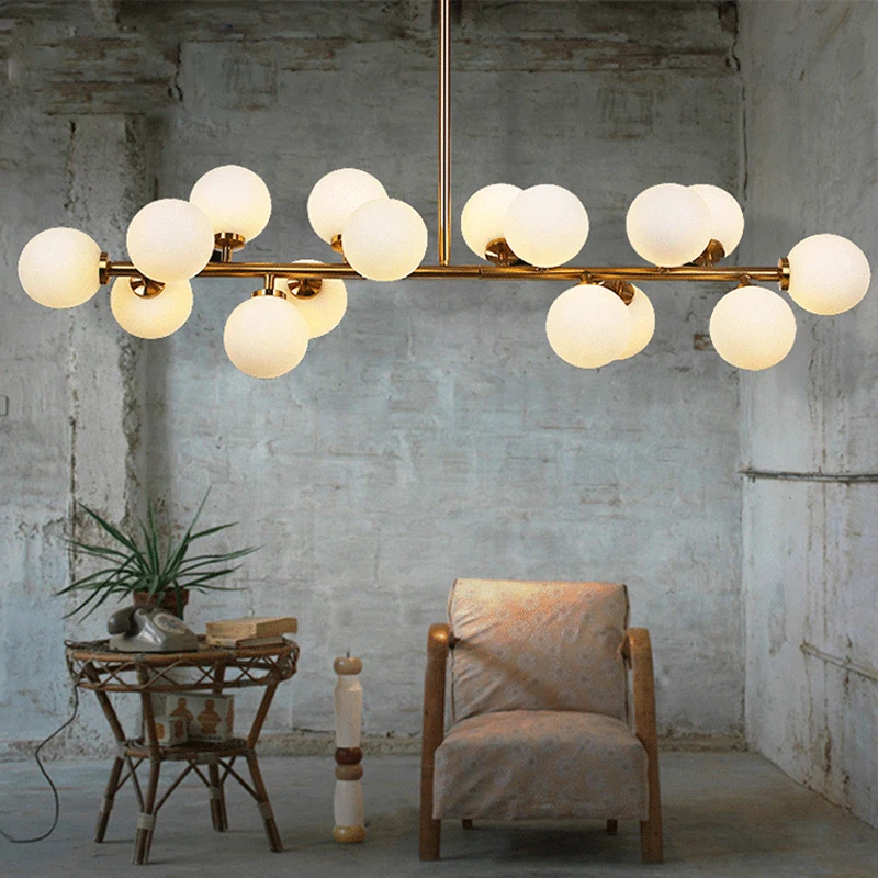 

Modern Glass Balls Pendent Lamp Light Luxury Branch Chandelier Magic Bean LED Lighting Fixture Living Room Home Decoration