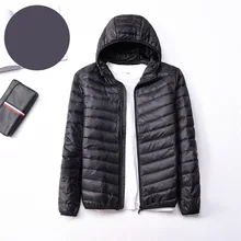 Черный утиный пух, зимнее теплое мужское пальто, пуховик, легкая куртка с капюшоном, парка, большие размеры 3XL 4XL, мужская верхняя одежда