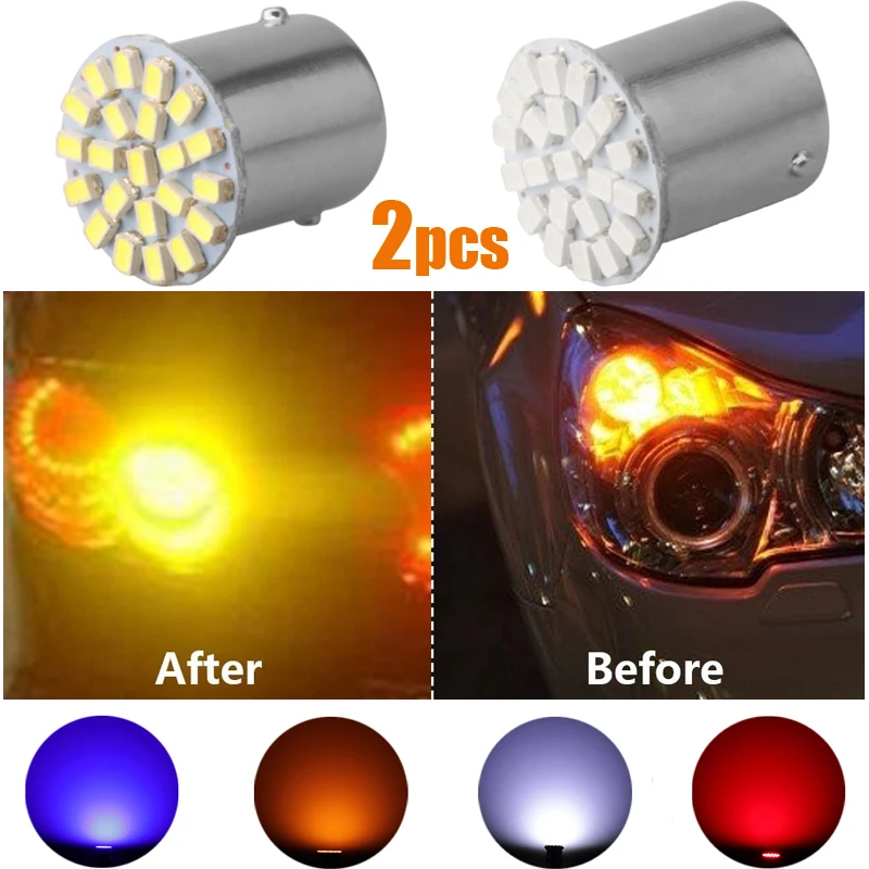 

2pcs/set 12V 1156 22SMD P21W BA15S LED Bulb Car Auto Front Lights Brake Lights Turn Lights Parking Lamp Bulb