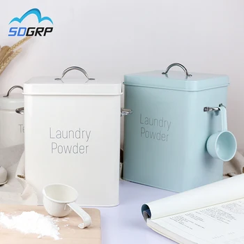 

2.5KG Pet Cat Dog Food Bucket Washing Powder Box Cereal Flour Grain Container Stainless Steel Kitchen Rice Storage Bring spoon