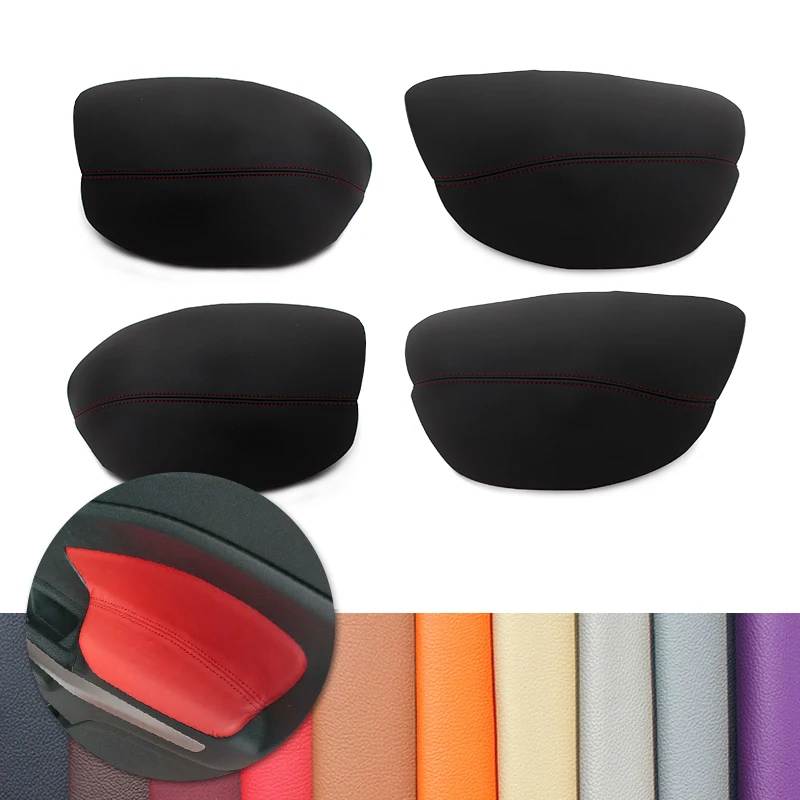 

For Ford Kuga EcoSport 2013 2014 2015 2016 2017 2018 4pcs Car-Styling Door Handle Armrest Panel Microfiber Leather Cover Decor