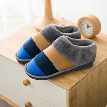 Красивые мужские тапочки; зимние теплые домашние водонепроницаемые тапочки из флока на плоской подошве; Нескользящие тапочки; обувь на меху для влюбленных; Dec