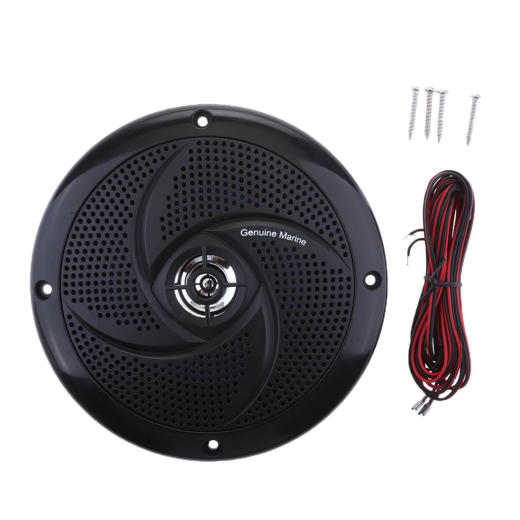 6.5 inch Marine Stereo Boat Speakers Amplified Full Range Stereo Sound Weather Resistant Flush Mount with 60W Power - Black