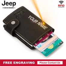 

2021 Casual Credit Card Holder RFID Aluminum Box Men and Women Name Customize Leather Coin Purse Wallet Hasp Smart ID Card Case