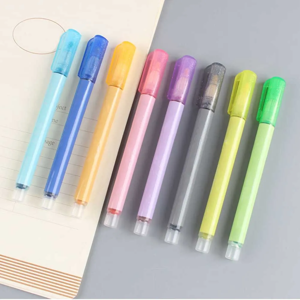 

8 Color Stationery Office Smooth Drawing Card Writing Student School Outline Home Portable Highlighter Marker Pen Double Line