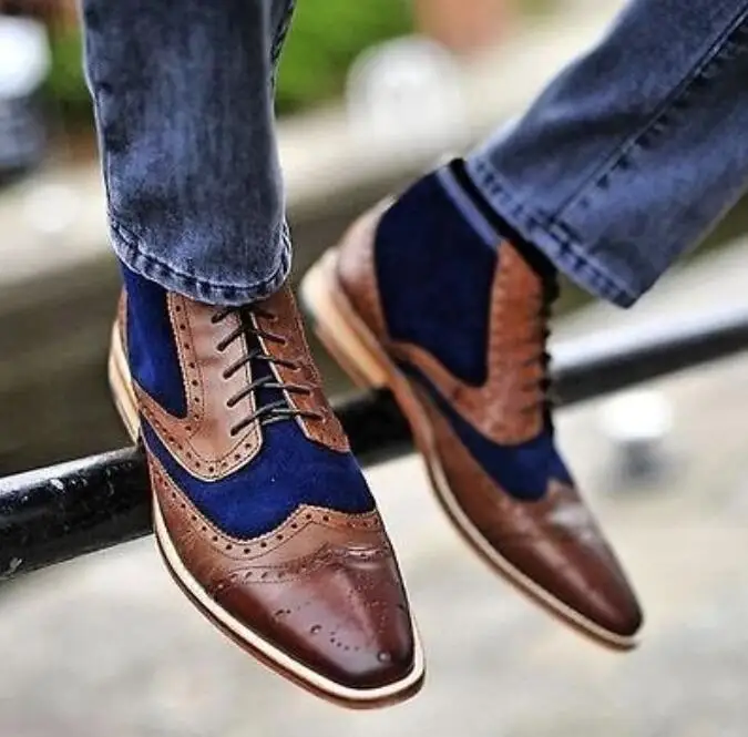 

Men PU Leather Fashion Shoes Low Heel Loafers Shoes Dress Shoes Brogue Shoes Spring Ankle Boots Vintage Classic Male CasualLP369