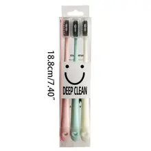 3 шт./компл. для взрослых ультра мягкие бамбуковые угольные щетины, зубная щетка, пластиковая ручка, гигиена полости рта, для домашнего использования в путешествиях с головным чехлом