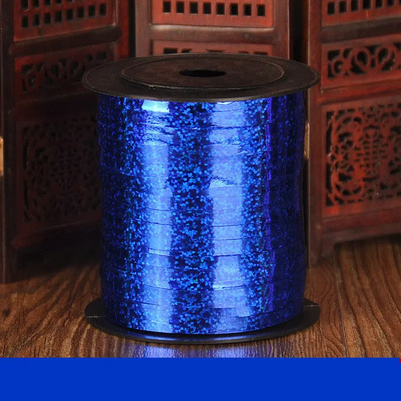 Воздушные шары ленты лента-лазер для вечерние украшения подарки на день рождения Свадебные украшения Фольга атласная лента завивка DIY аксессуары - Цвет: Royal Blue 5mmX250Y