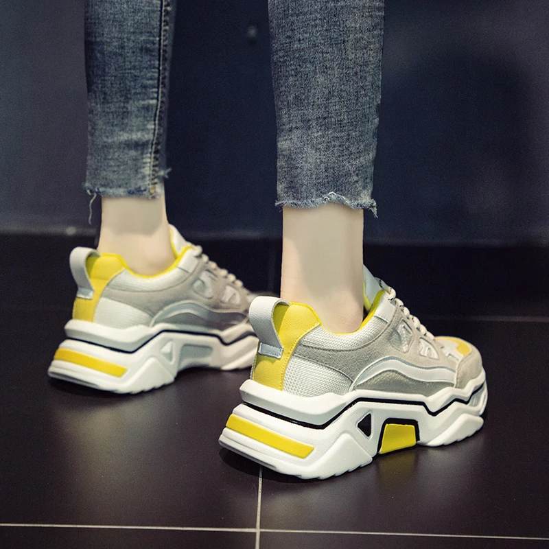 Брендовые желтые кроссовки; женская обувь; женские кроссовки на массивном каблуке; Дизайнерские кроссовки; повседневная обувь; chaussures AF-11
