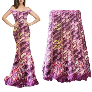 

New Arrival Magenta Color Luxury Sequin Mesh Lace Fabric Baby Pink Women Dress Lace Styles Latest African Fabric