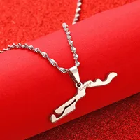 Stainless Steel Gambia Map Flag Pendant Necklace Gambian Map Chain Jewelry 1