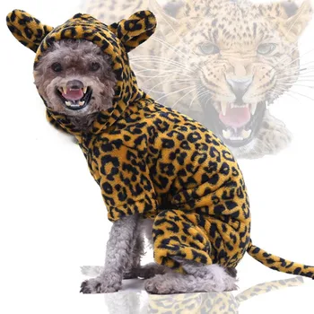 

2020 New Pet Dog Jumpsuits Winter Four-legged Funny Flannel Cheetah Transformation Clothes Soft Comfortable Pet Warm Clothes