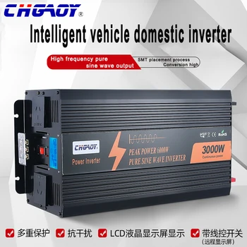 

CHGAOY Solar Power Inverter 3000W 24V to 120V 60HZ Off Grid Pure Sine Wave LCD Peaking 6000W