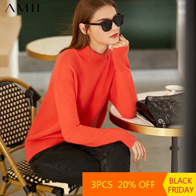 Amii Minimalism Winter Fashion Sweater For Women
