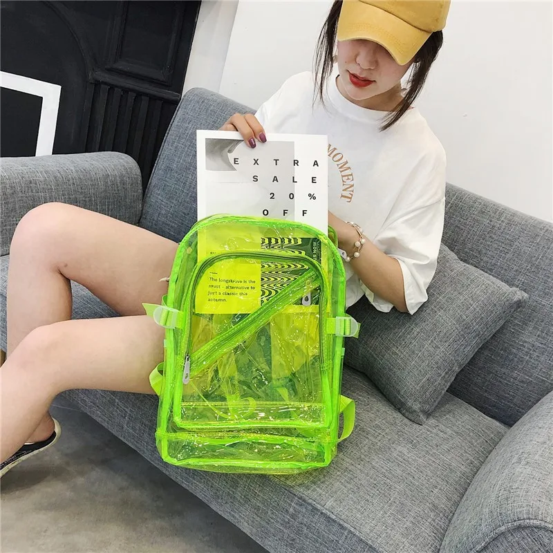 

2019 fashion colorful transparent PVC shoulder bag outdoor shoulder bag