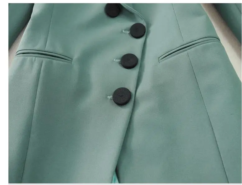 women's spring summer autumn winter OL Slim mid-length gray green blazer+ trousers pants set ladies office elegant pants suit