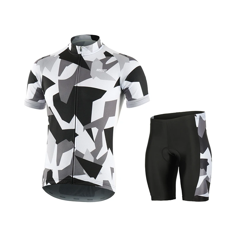 ARSUXEO мужские летние велосипедные наборы Pro быстросохнущие с коротким рукавом Велоспорт Джерси велосипедные шорты мягкий MTB костюм велосипедная одежда Z10 - Цвет: Z1006