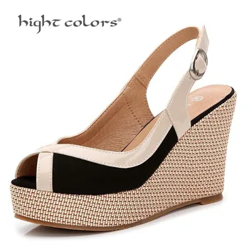 

Women Summer Wedge Sandals Female peep toe Platform Bohemia High Heel Sandals Fashion Ankle Strap Open Toe Ladies Shoes Cfn20-62
