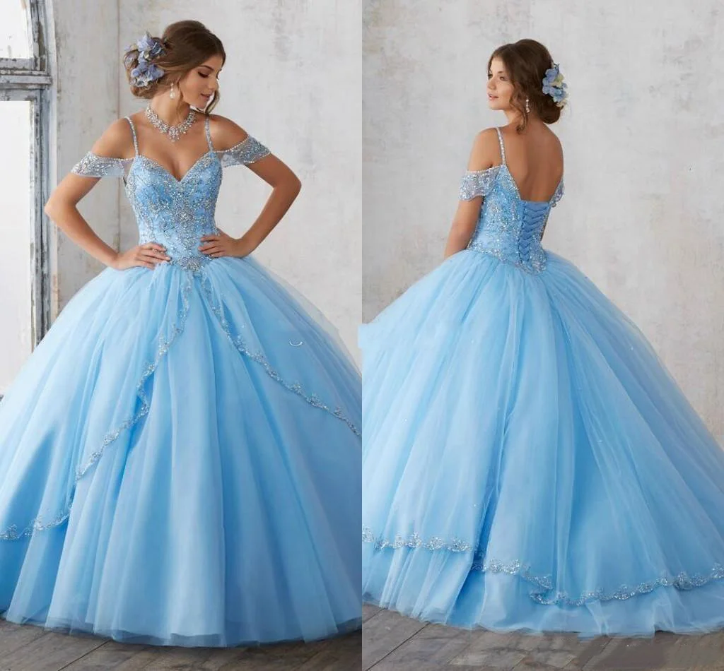 Бальное платье-светильник небесно-голубого цвета; бальное платье; Пышное Платье с рукавами-крылышками; платье принцессы на выпускной; платье для милой девочки 16 лет
