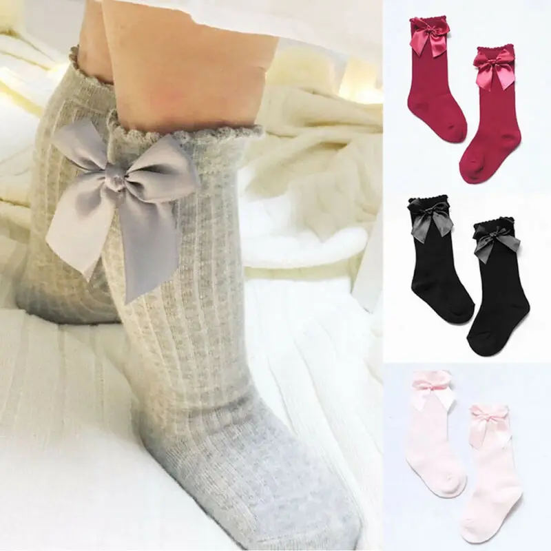 2019-Brand-New-Style-Baby-Girl-Socks-Knee-High-Bows-Princess-Solid ...