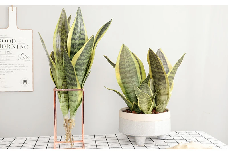 JAROWN Artificial Plants Sansevieria Branch Bonsai Decoration Fake Flower Plastic Tiger Piran Leaves Plants Home Garden Decors Office Decorative (12)