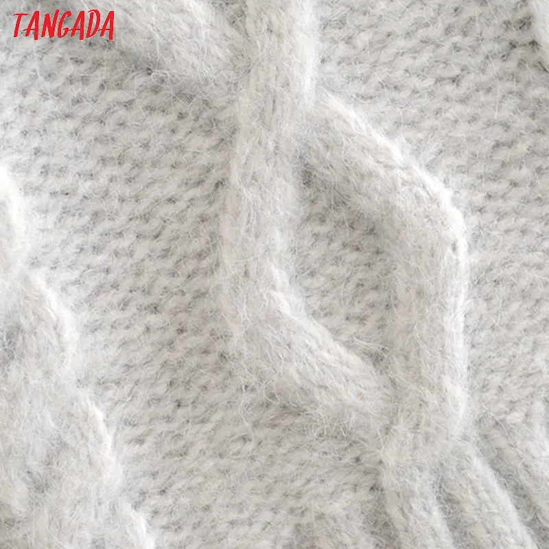 Tangada женский винтажный Короткий стильный джемпер осенне-зимний модный вязаный пуловер с длинным рукавом 3H212