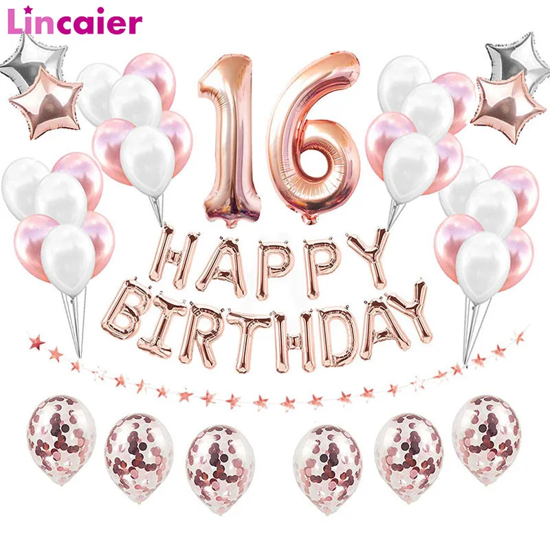 Ballons Decoratifs Joyeux Anniversaire 38 Pieces Numeros 16 Ans Pour Garcon Et Fille 16 Ans Fournitures Pour 61 Ans Aliexpress