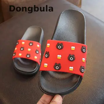 

Kids Slippers For Girls Summer Children's Slippers Pvc Soft Bottom Non-slip Beach Sandals Boys Cartoon Home Bathroom Flip Flops