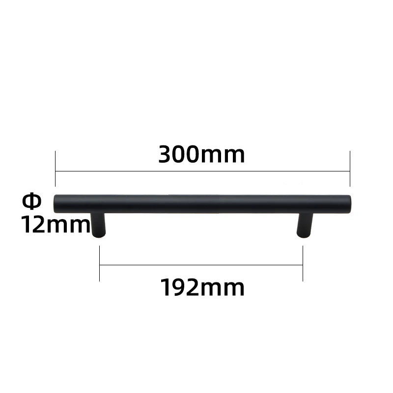 length300mmblack Betoci матовая черная круглая ручка из алюминиевого сплава ручка для шкафа Кухонная дверная ручка мебельный ящик "~ 24" - Цвет: length300mmblack