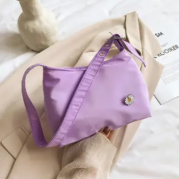 

Casual Women Canvas Totes Shoulder Bag Classic Texture Creative Delicate Chic Daisy Portable Travel Underarm Handbag