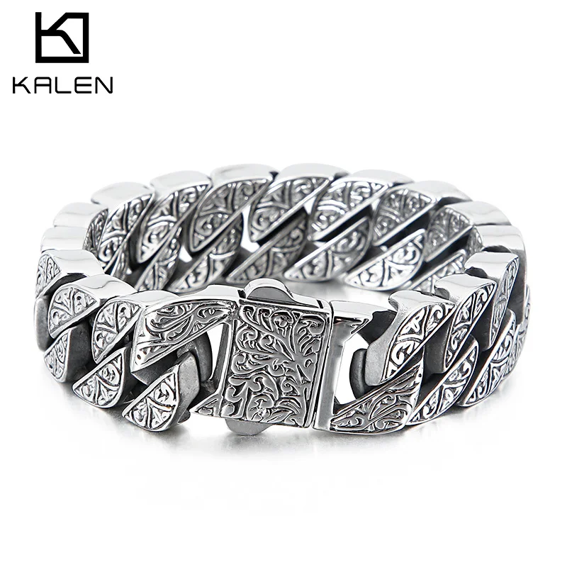 Set Bracciale Uomo Catena Cubana Acciaio Inox Con 2 Anelli: Gioiello RobustoTrendy - 2