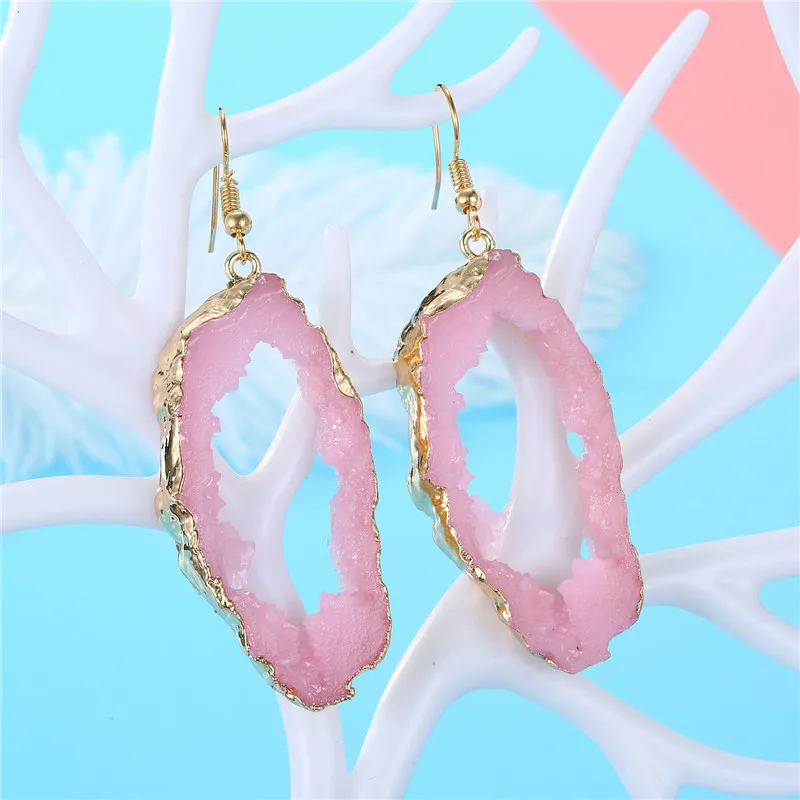 

Dayoff New Personality Resin Hollow Oval Earings For Women Jewelry Handmade Colorful Irregular Maxi Earrings Christmas Gift E385