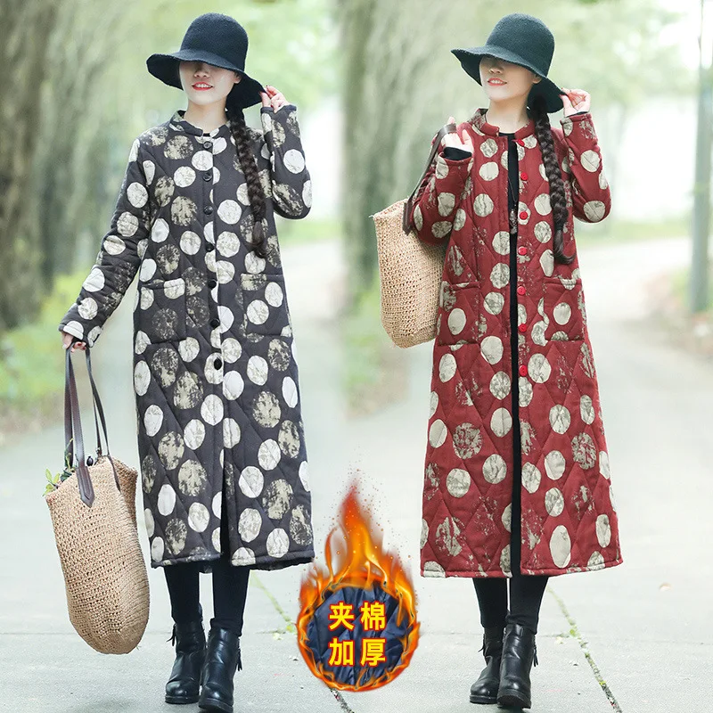 

Photo Shoot 759 #2018 Autumn And Winter New Style Cotton Linen Mid-length Ethnic-Style Padded Cotton Overcoat
