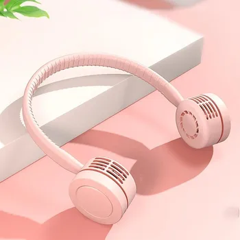 

2020 New Hanging Neck Fan Hands-Free USB Rechargeable Dual Mini Cooling Fans Summer Sports Neckband Air Conditioner Cooler