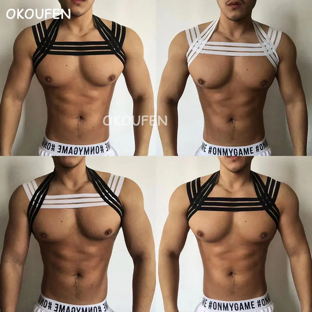 Мужские большие открытые обхватывающие грудь ремни для ночного клуба вечерние