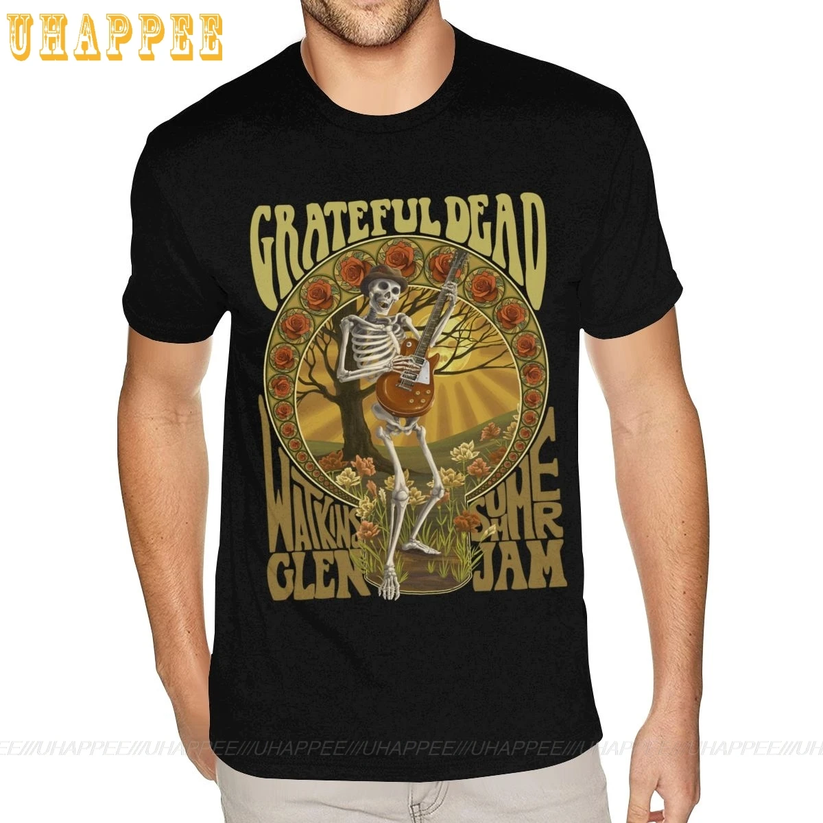 1980s Grateful Dead в стиле рок н ролл группы поставленные зоводами непосредственно футболки для бойфренда 3XL черный