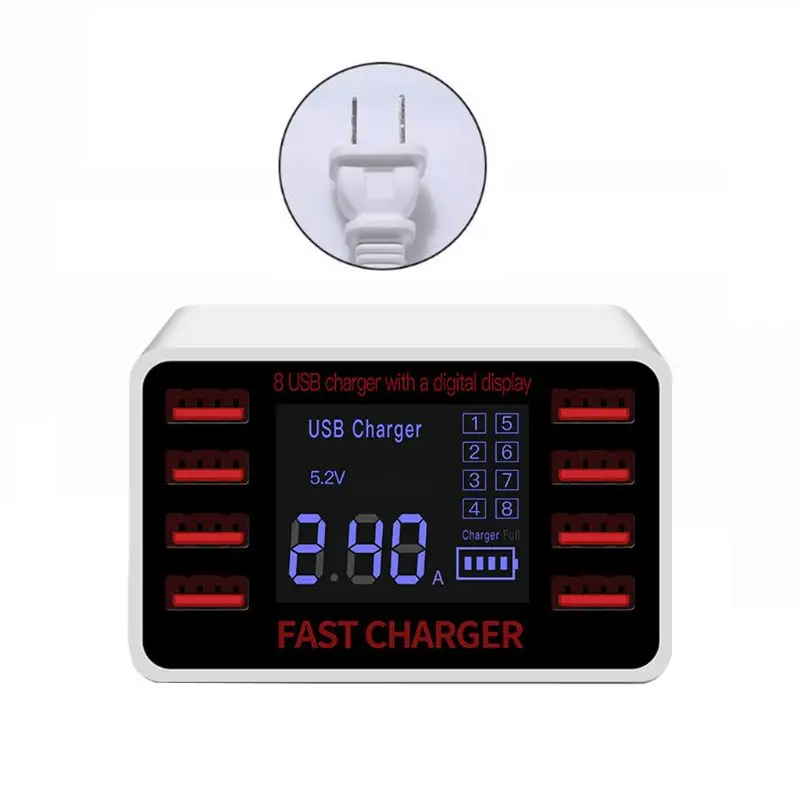 OOTDTY 5V 2.4A 8 портов USB зарядное устройство светодиодный индикатор Тока зарядная док-станция адаптер W91A