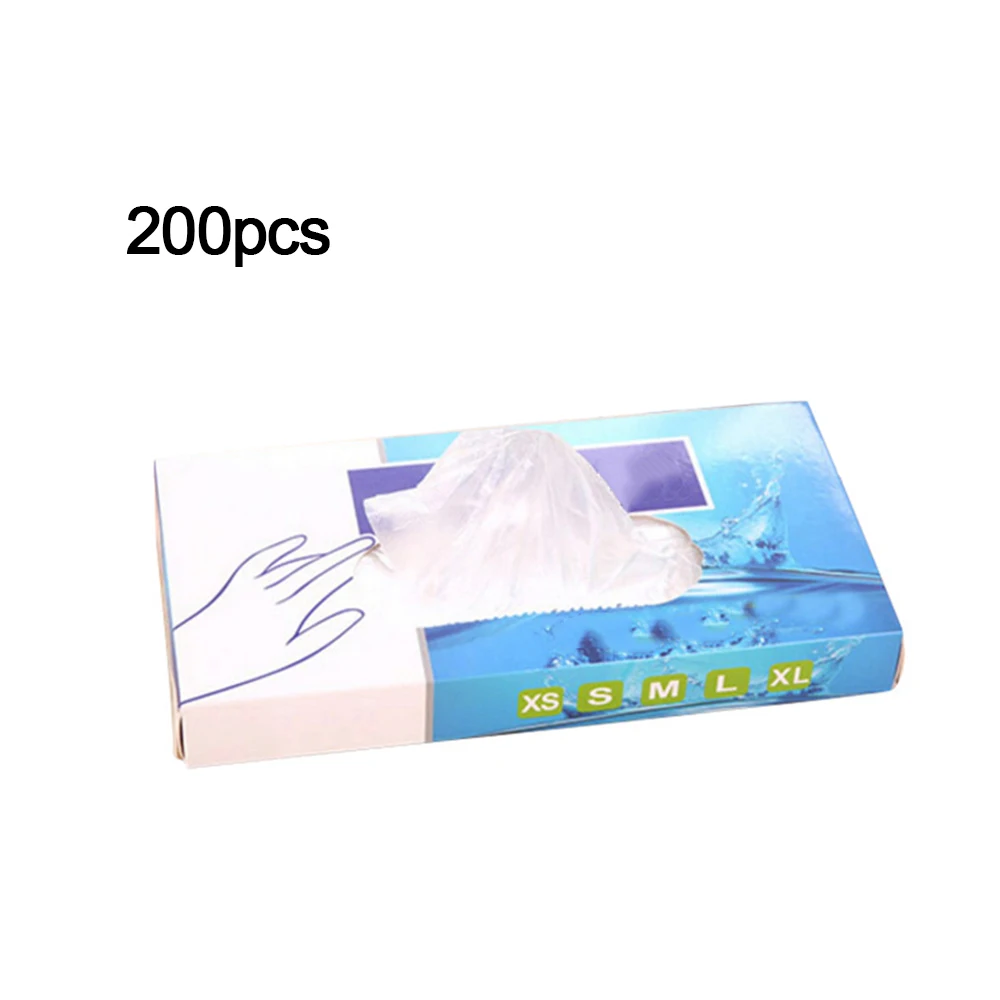 New 200Pcs Disposable Kitchen Baking Gloves Vinyl Glove Multifuction Transparent Thin Gloves Waterproof For Housework Clean