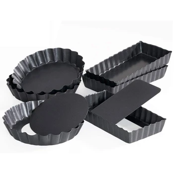 

6 Pack Tart Quiche Pan Set,Nonstick Removable Loose Bottom Mini Heavy Duty Fluted Pie Cheesecake Molds