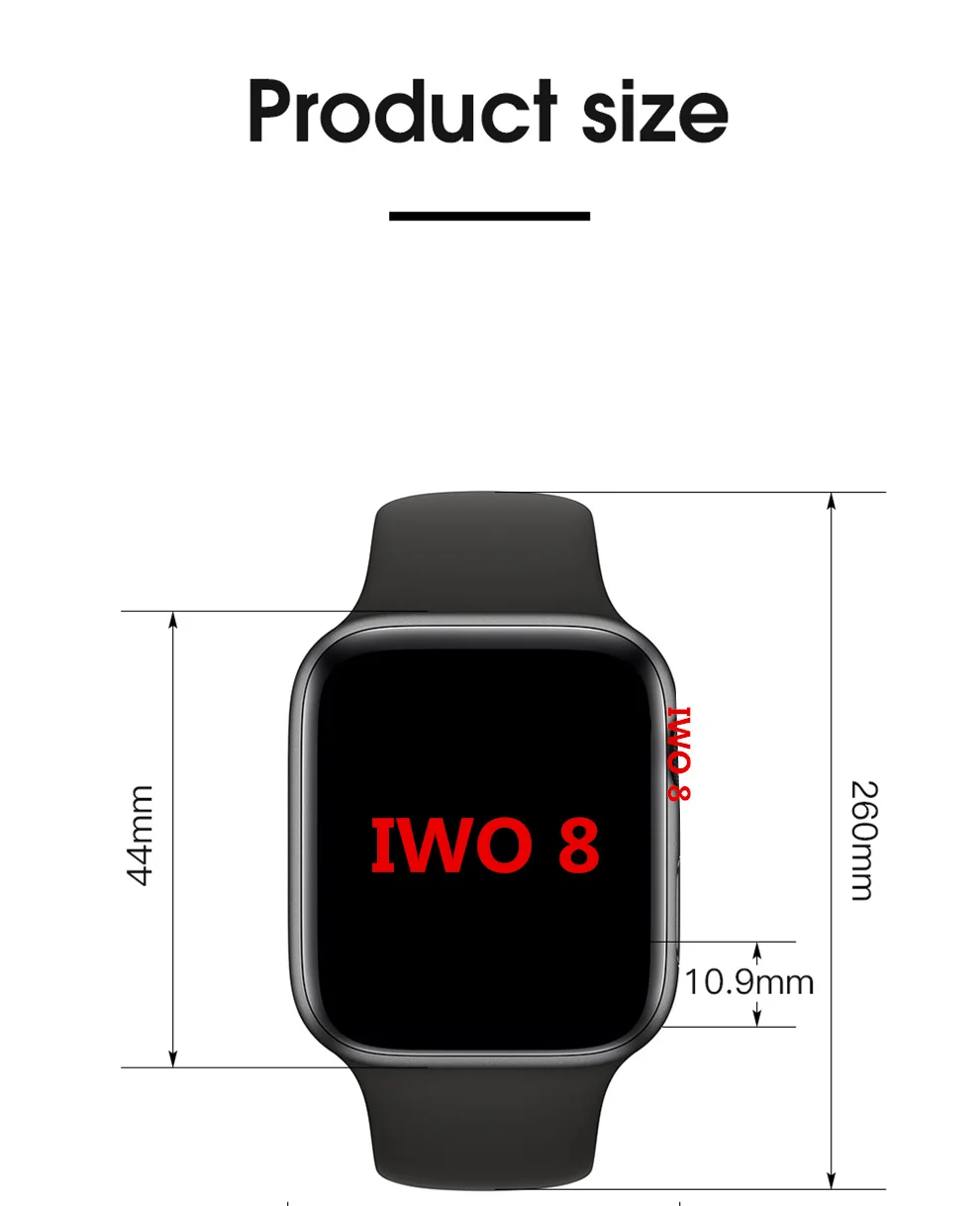Часы SmartWatch IWO 8+ наушники+ ремешок/комплект 44 мм IWO8 Смарт часы напоминание о звонке ECG монитор сердечного ритма для IOS Android