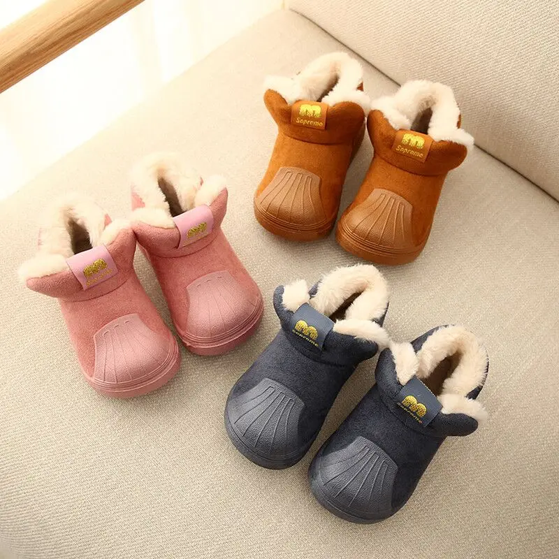 New Winter Snow Boots For Kids Girls Home Slippers Cartoon Unicorn Baby Girls Shoes For Children Boys Indoor Bedroom Slippers