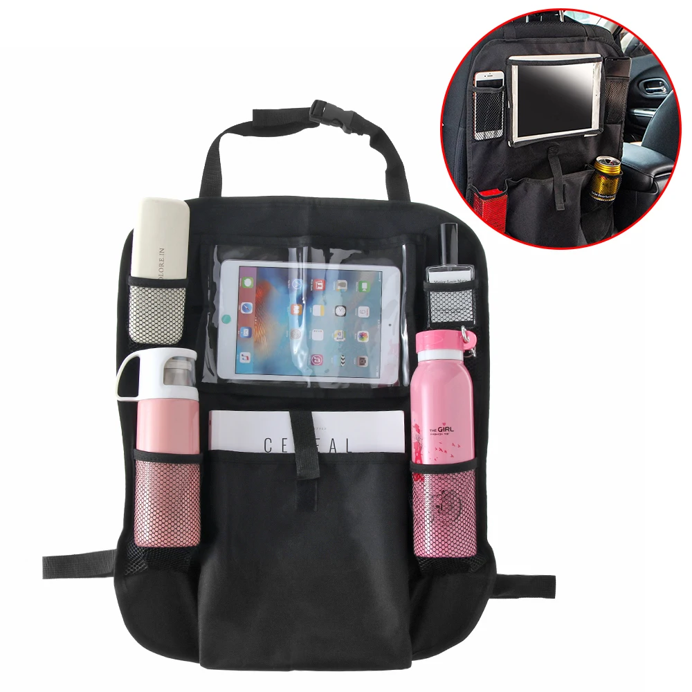 

1PC Car Back Seat Organizer With Phone Tablet Holder Pocket Storage Bag Auto Interior Accessories Black Color