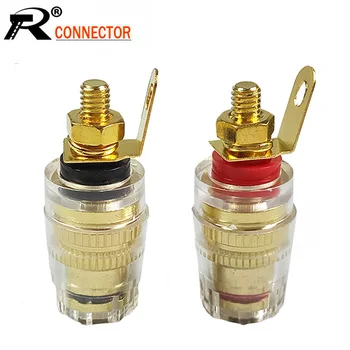 

100pcs/lot Gold Plated 4MM Banana Plug Jack Terminal Banana Jack Socket Binding Post for Speaker Plug 50 Pairs Red+Black