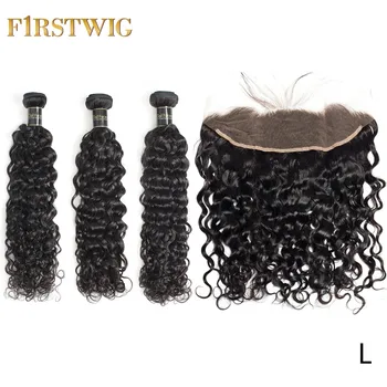 

Brazilian Water deep Wave Bundles With Frontal Natural Human Hair weaving 3 4 bundles Extension For Black Women Remy 30 inch hd